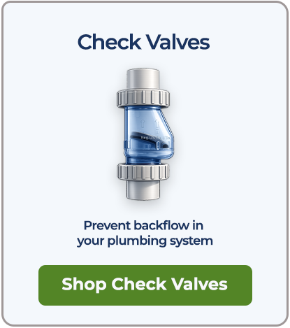 PVC check valve to prevent backflow in plumbing systems